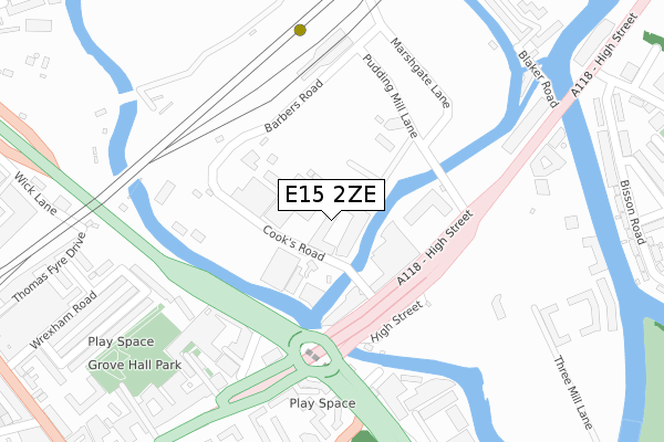 E15 2ZE map - large scale - OS Open Zoomstack (Ordnance Survey)