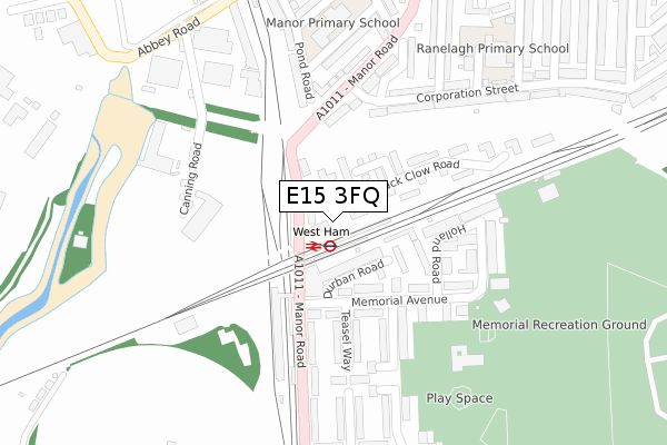 E15 3FQ map - large scale - OS Open Zoomstack (Ordnance Survey)