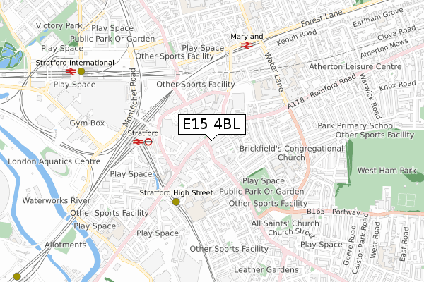 E15 4BL map - small scale - OS Open Zoomstack (Ordnance Survey)