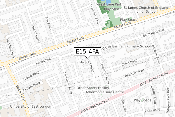 E15 4FA map - large scale - OS Open Zoomstack (Ordnance Survey)