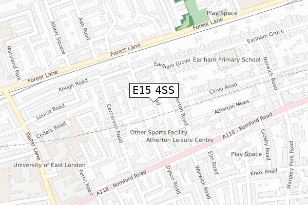 E15 4SS map - large scale - OS Open Zoomstack (Ordnance Survey)