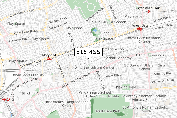 E15 4SS map - small scale - OS Open Zoomstack (Ordnance Survey)