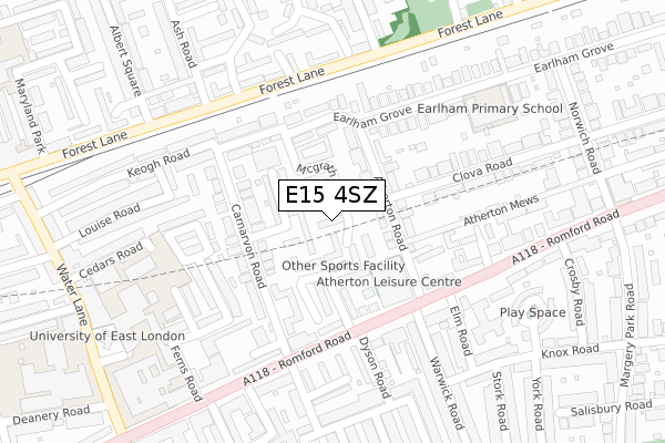 E15 4SZ map - large scale - OS Open Zoomstack (Ordnance Survey)