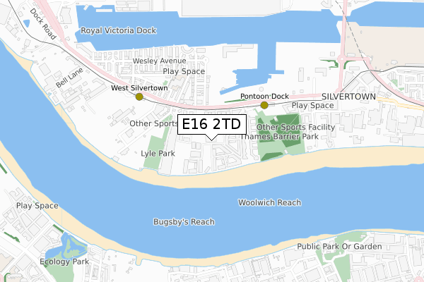 E16 2TD map - small scale - OS Open Zoomstack (Ordnance Survey)