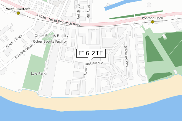 E16 2TE map - large scale - OS Open Zoomstack (Ordnance Survey)