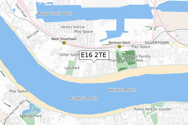 E16 2TE map - small scale - OS Open Zoomstack (Ordnance Survey)