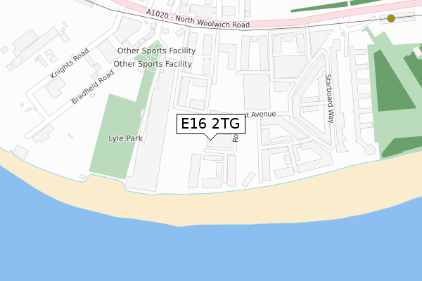 E16 2TG map - large scale - OS Open Zoomstack (Ordnance Survey)