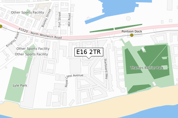 E16 2TR map - large scale - OS Open Zoomstack (Ordnance Survey)