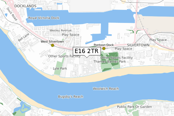 E16 2TR map - small scale - OS Open Zoomstack (Ordnance Survey)