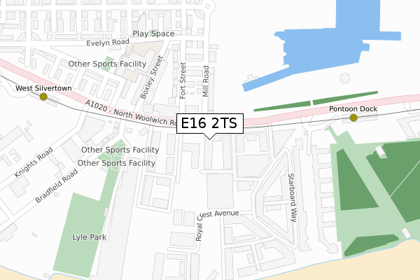 E16 2TS map - large scale - OS Open Zoomstack (Ordnance Survey)