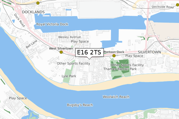 E16 2TS map - small scale - OS Open Zoomstack (Ordnance Survey)