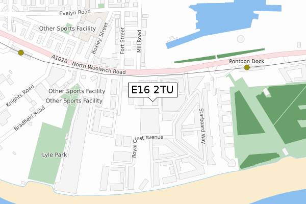 E16 2TU map - large scale - OS Open Zoomstack (Ordnance Survey)