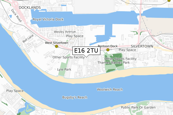 E16 2TU map - small scale - OS Open Zoomstack (Ordnance Survey)