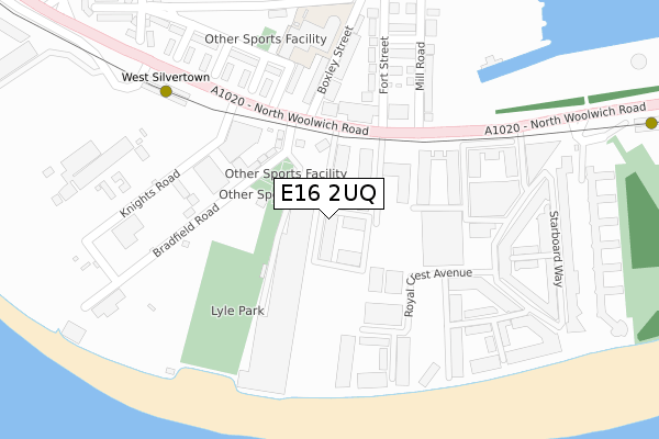 E16 2UQ map - large scale - OS Open Zoomstack (Ordnance Survey)