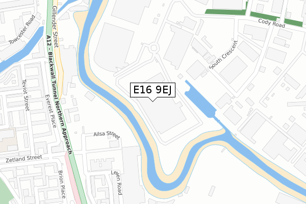 E16 9EJ map - large scale - OS Open Zoomstack (Ordnance Survey)