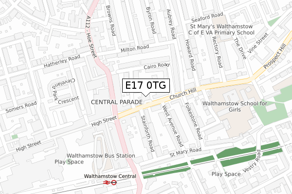 E17 0TG map - large scale - OS Open Zoomstack (Ordnance Survey)