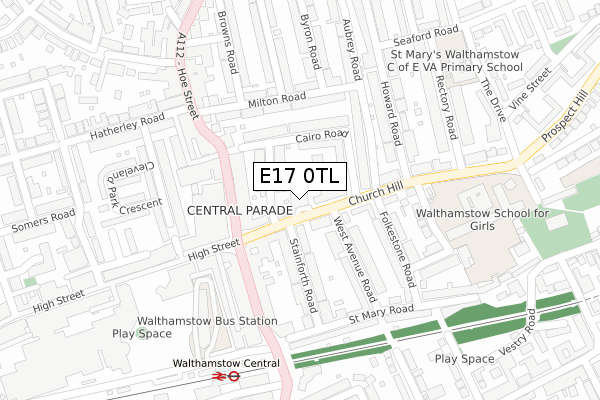 E17 0TL map - large scale - OS Open Zoomstack (Ordnance Survey)