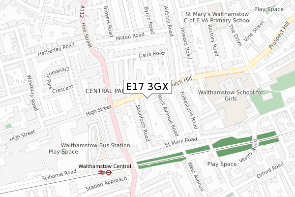 E17 3GX map - large scale - OS Open Zoomstack (Ordnance Survey)