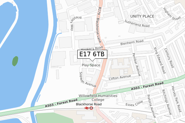 E17 6TB map - large scale - OS Open Zoomstack (Ordnance Survey)