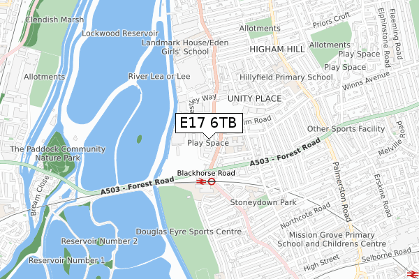 E17 6TB map - small scale - OS Open Zoomstack (Ordnance Survey)