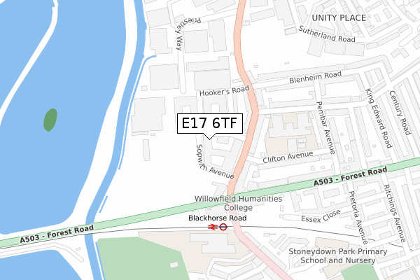 E17 6TF map - large scale - OS Open Zoomstack (Ordnance Survey)