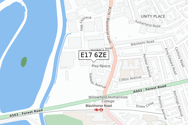 E17 6ZE map - large scale - OS Open Zoomstack (Ordnance Survey)