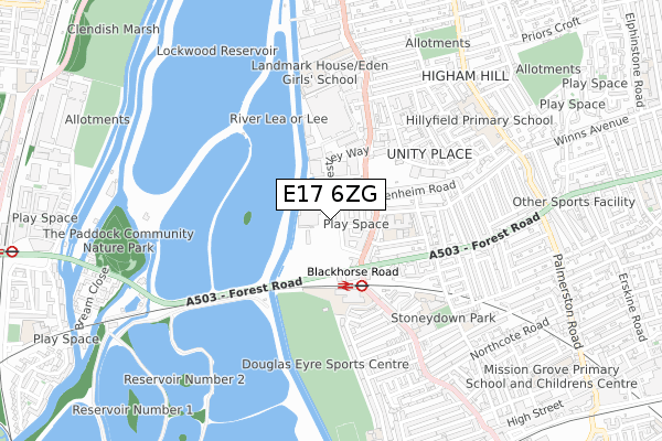 E17 6ZG map - small scale - OS Open Zoomstack (Ordnance Survey)