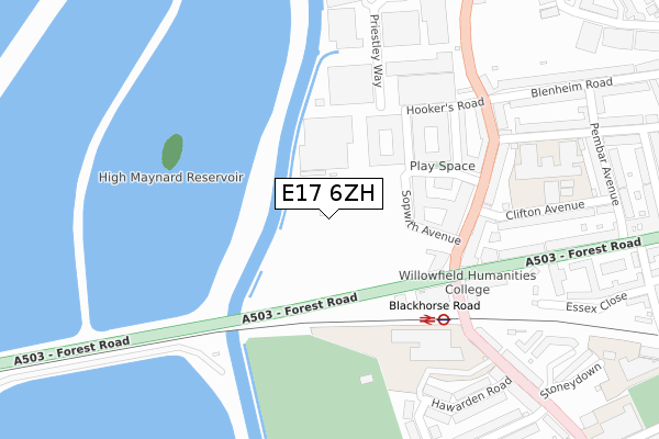 E17 6ZH map - large scale - OS Open Zoomstack (Ordnance Survey)