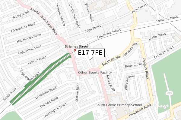 E17 7FE map - large scale - OS Open Zoomstack (Ordnance Survey)
