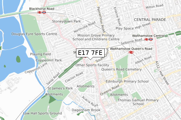 E17 7FE map - small scale - OS Open Zoomstack (Ordnance Survey)