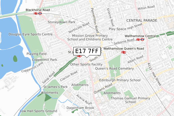 E17 7FF map - small scale - OS Open Zoomstack (Ordnance Survey)