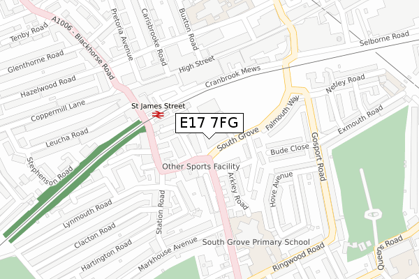 E17 7FG map - large scale - OS Open Zoomstack (Ordnance Survey)