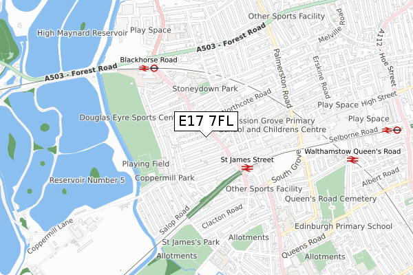 E17 7FL map - small scale - OS Open Zoomstack (Ordnance Survey)