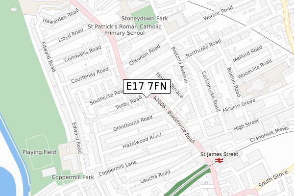 E17 7FN map - large scale - OS Open Zoomstack (Ordnance Survey)