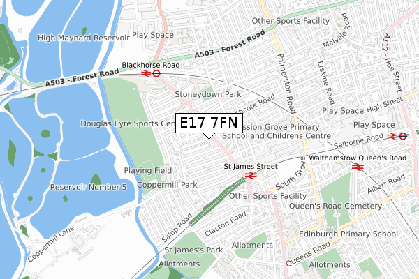 E17 7FN map - small scale - OS Open Zoomstack (Ordnance Survey)