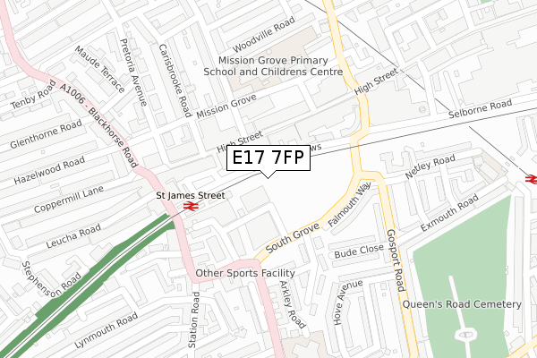 E17 7FP map - large scale - OS Open Zoomstack (Ordnance Survey)