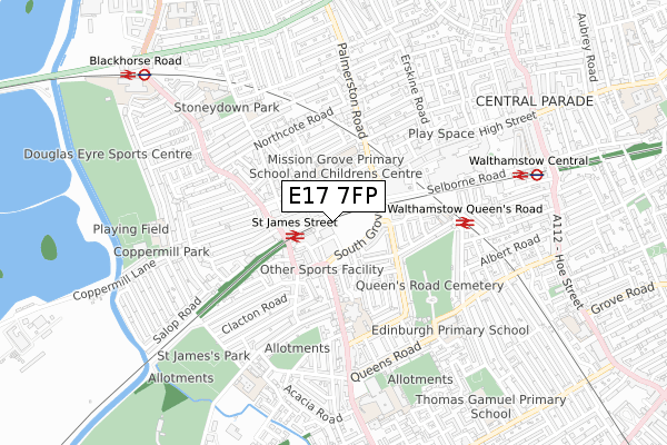 E17 7FP map - small scale - OS Open Zoomstack (Ordnance Survey)