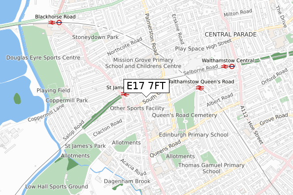 E17 7FT map - small scale - OS Open Zoomstack (Ordnance Survey)