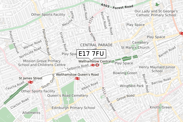 E17 7FU map - small scale - OS Open Zoomstack (Ordnance Survey)