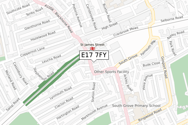 E17 7FY map - large scale - OS Open Zoomstack (Ordnance Survey)