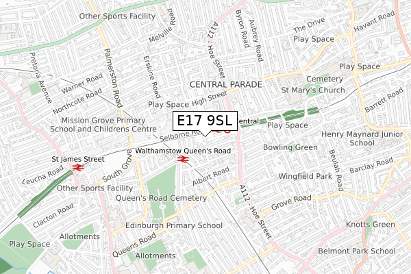 E17 9SL map - small scale - OS Open Zoomstack (Ordnance Survey)