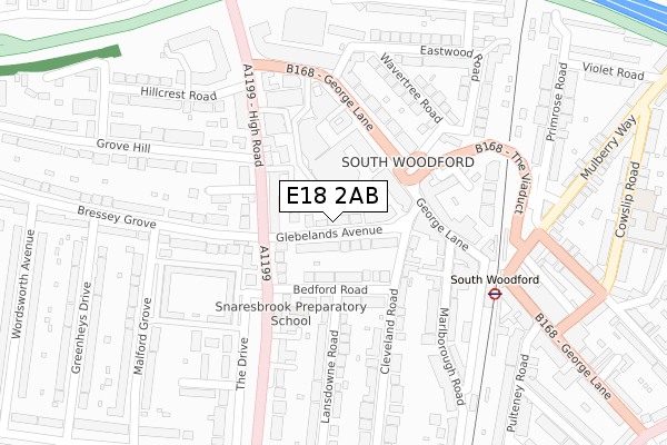 E18 2AB map - large scale - OS Open Zoomstack (Ordnance Survey)