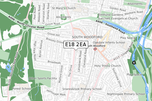 E18 2EA map - small scale - OS Open Zoomstack (Ordnance Survey)