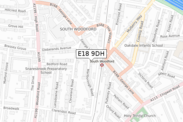 E18 9DH map - large scale - OS Open Zoomstack (Ordnance Survey)