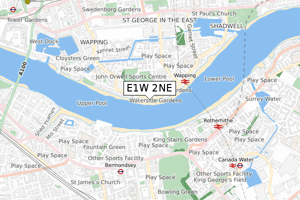 E1W 2NE map - small scale - OS Open Zoomstack (Ordnance Survey)