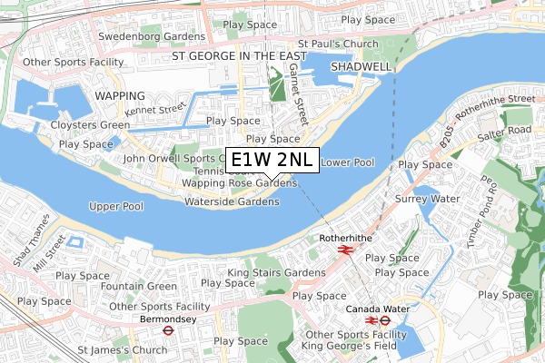 E1W 2NL map - small scale - OS Open Zoomstack (Ordnance Survey)