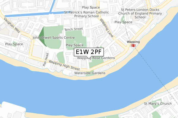 E1W 2PF map - large scale - OS Open Zoomstack (Ordnance Survey)