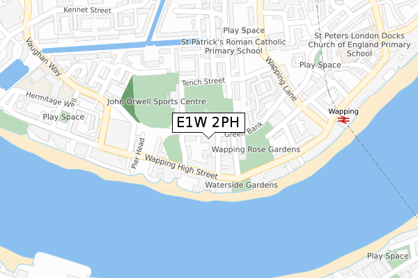 E1W 2PH map - large scale - OS Open Zoomstack (Ordnance Survey)