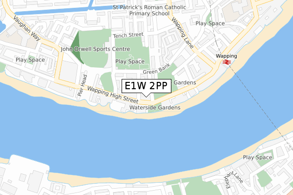 E1W 2PP map - large scale - OS Open Zoomstack (Ordnance Survey)