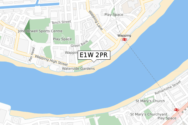 E1W 2PR map - large scale - OS Open Zoomstack (Ordnance Survey)